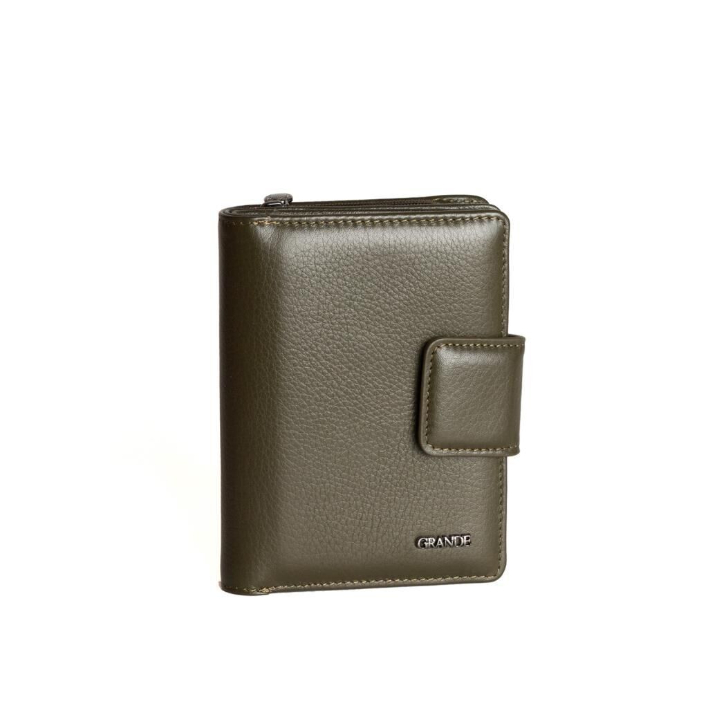 Grande Gerçek Deri Kadın Cüzdanı Hakiki Deri Normal Boy Yeşil