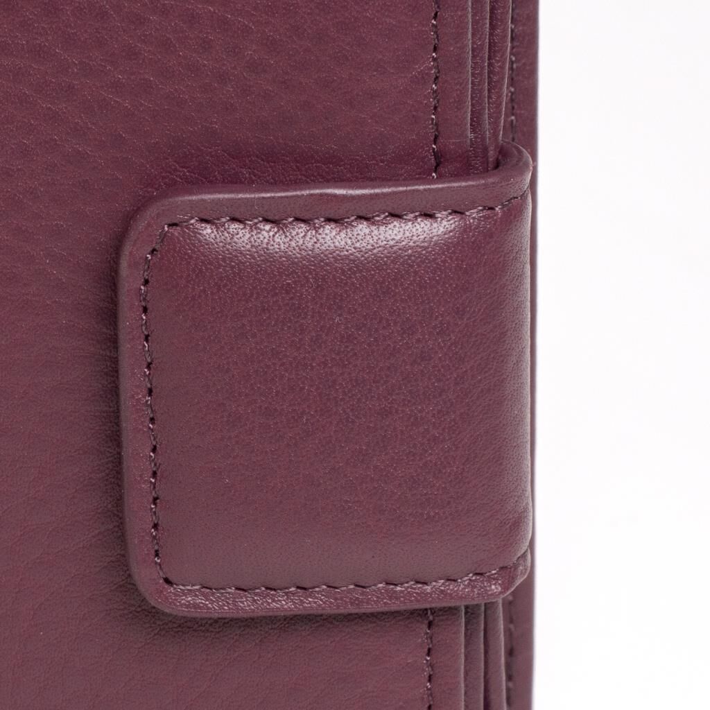 Grande Gerçek Deri Kadın Cüzdanı Hakiki Deri Normal Boy Mürdüm