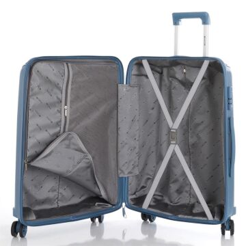Mçs Valiz Büyük Boy Kırılmaz PP Silikon V305 Sky Blue