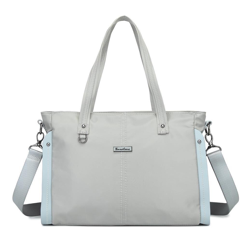 Saten Kumaş Kadın Omuz Çantası Barcelona 2138 Açık Gri