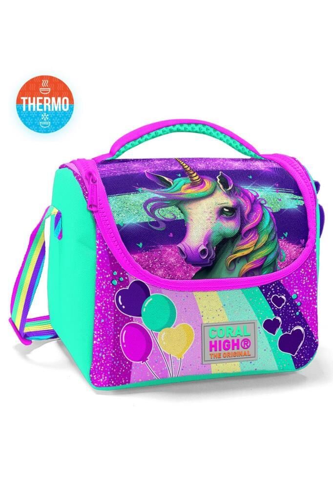 Coral High 2li Set Unicorn Desenli Okul Çantası Beslenme 23758