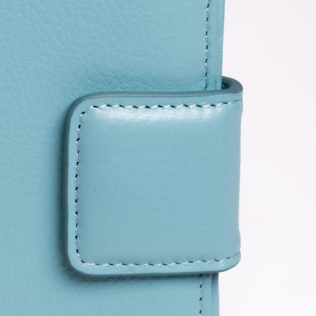 Grande Gerçek Deri Kadın Cüzdanı Hakiki Deri Normal Boy Gök Mavi