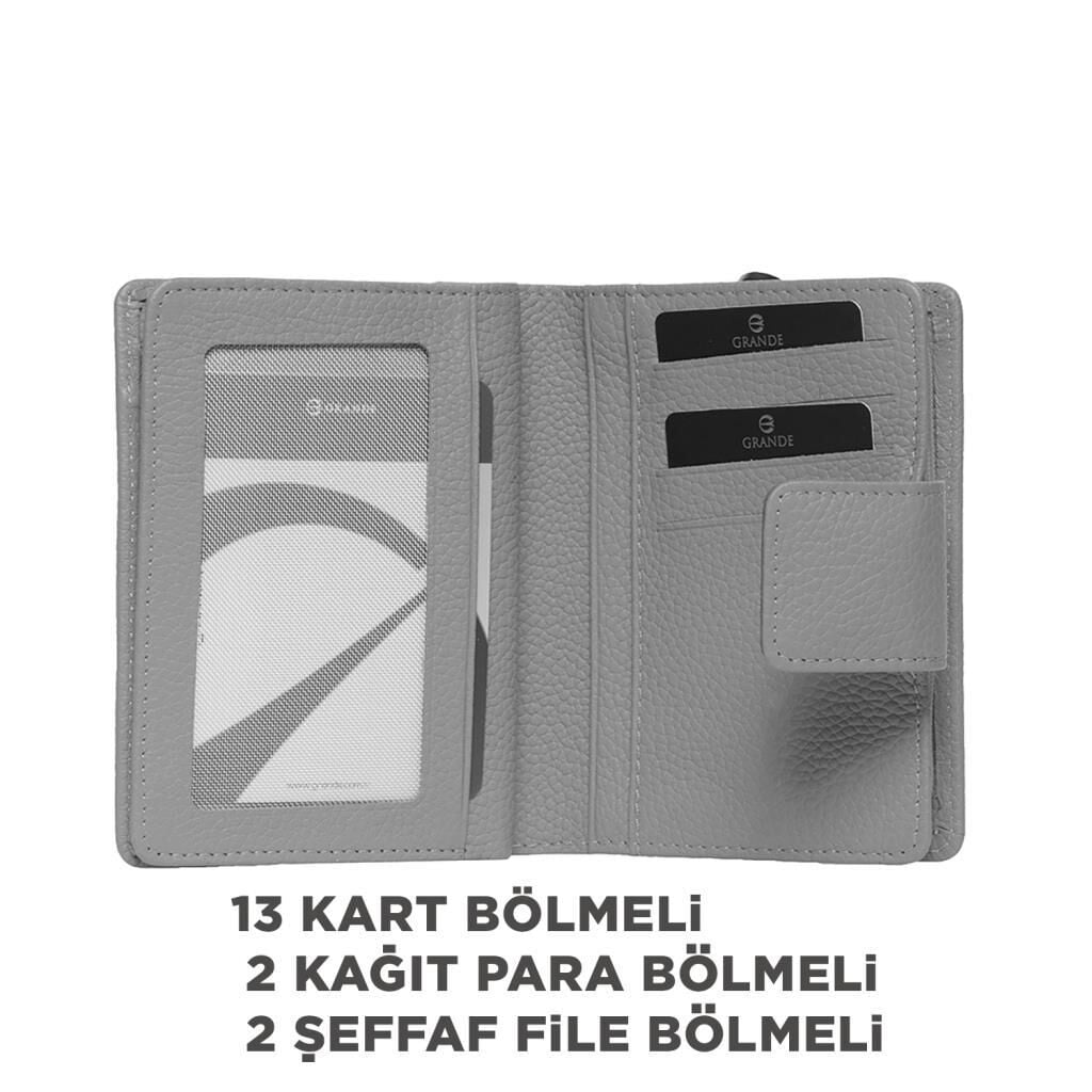 Grande Hakiki Deri Kadın Cüzdanı Küçük Boy Gök Mavi