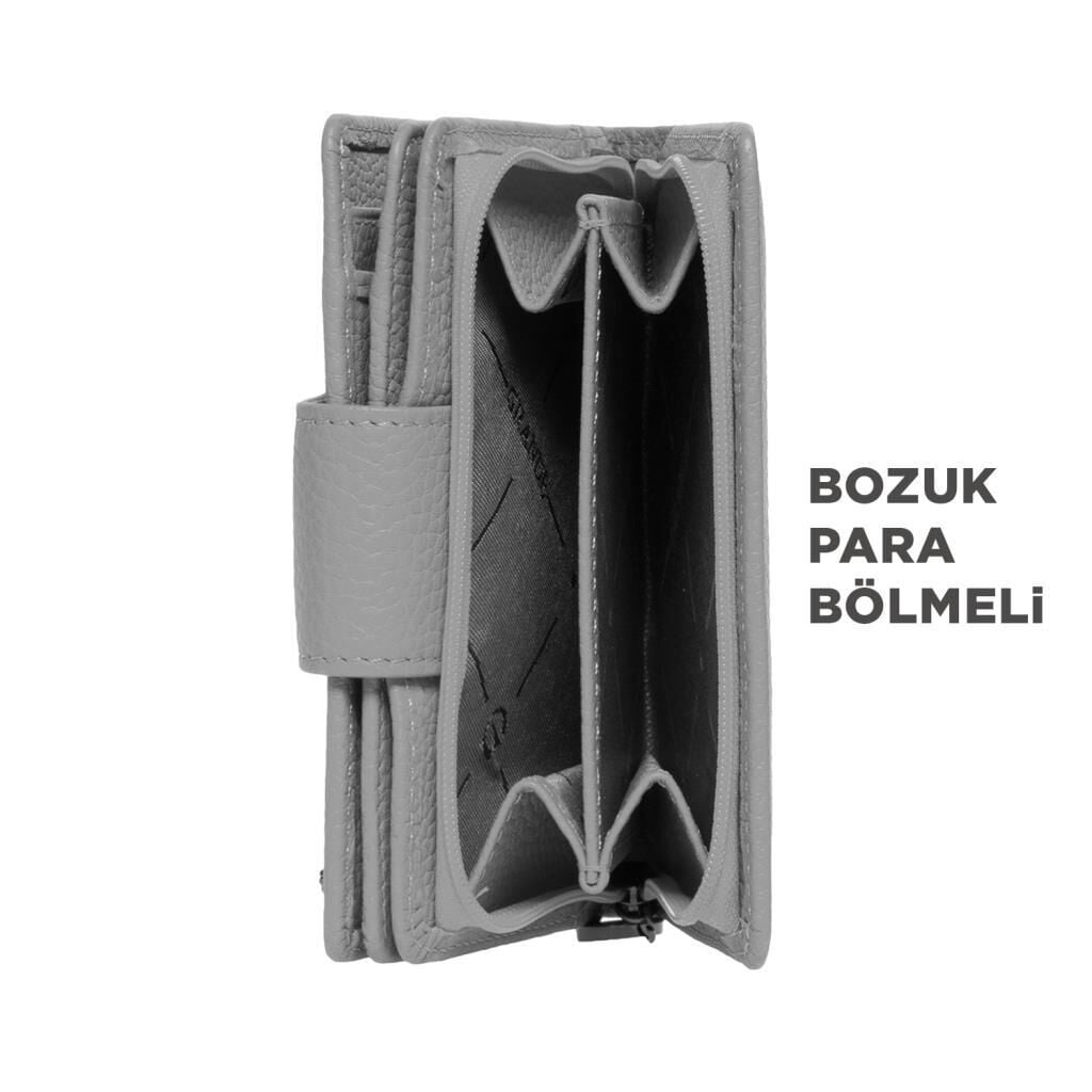 Grande Hakiki Deri Kadın Cüzdanı Küçük Boy Gök Mavi