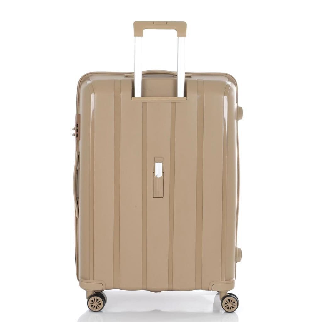 MÇS Büyük Boy Kırılmaz Silikon Seyahat Valizi Bavulu V305 Şampanya