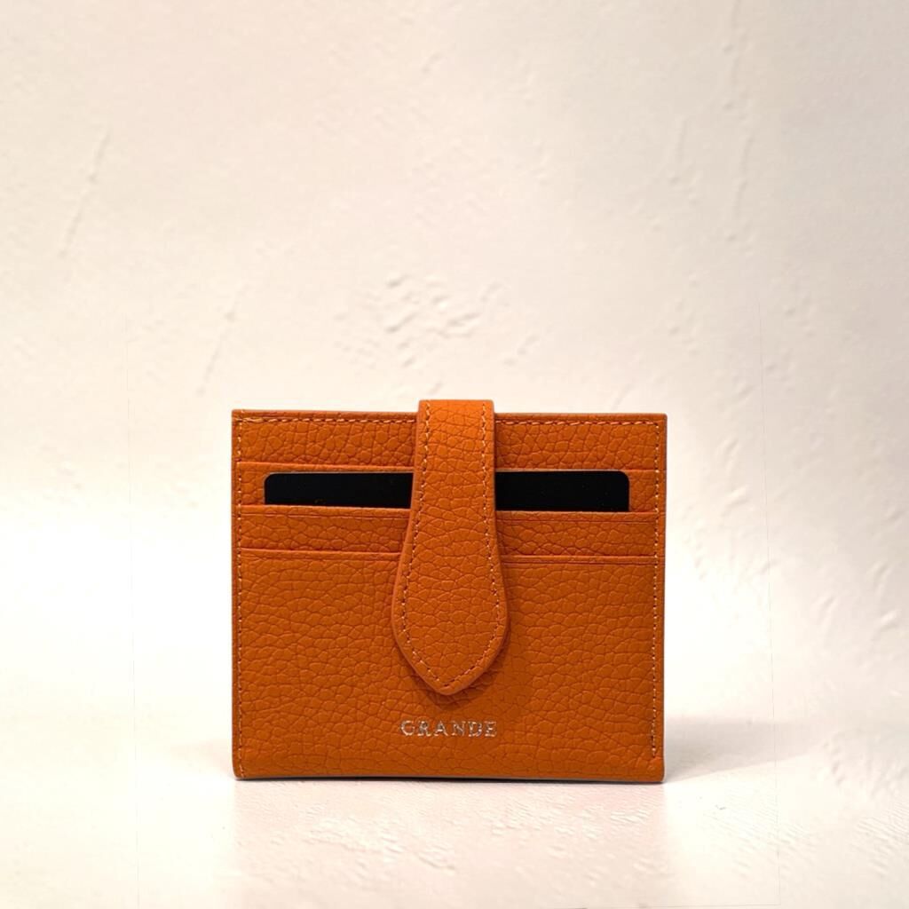 Grande Hakiki Deri Kart Cüzdanı Kartlık Orange
