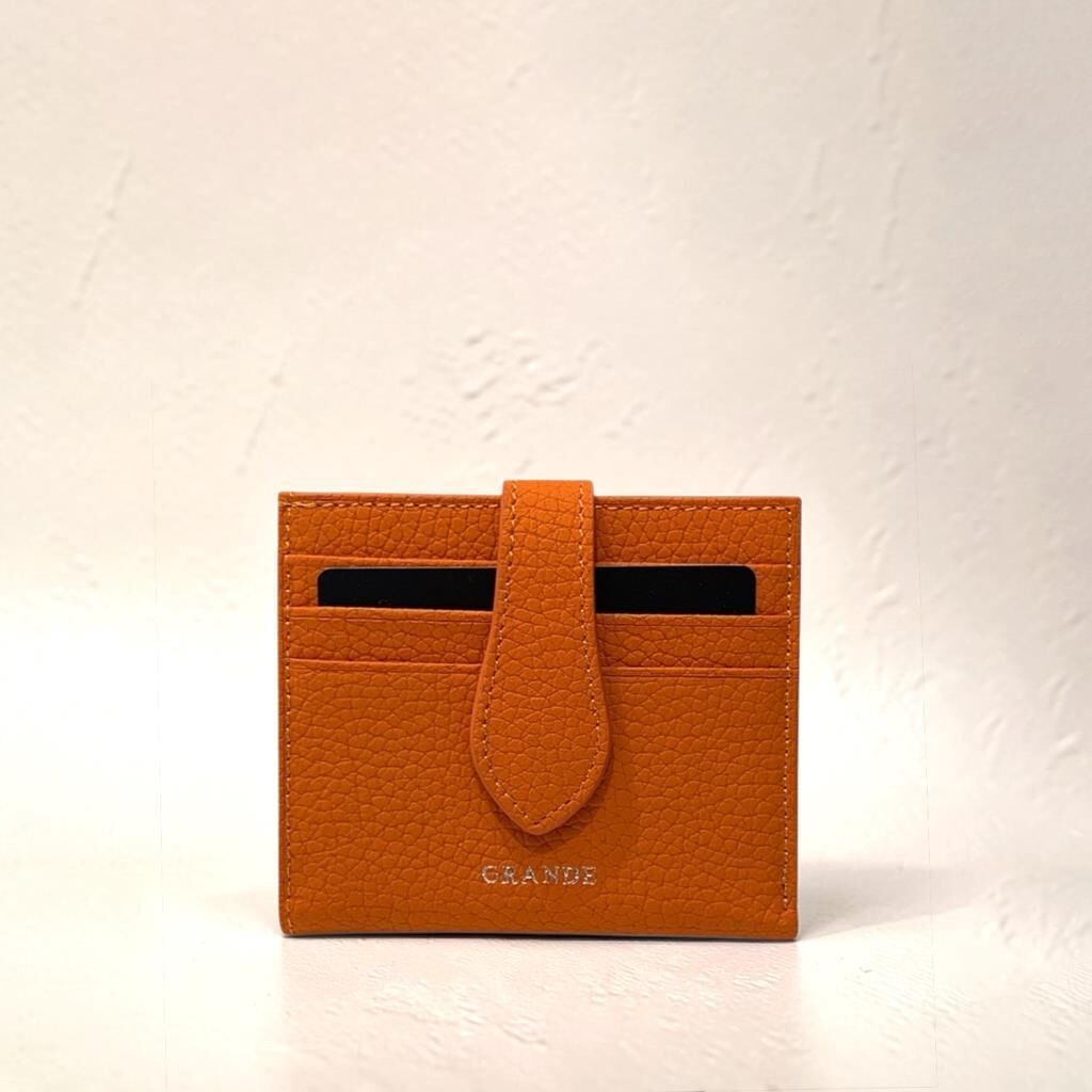 Grande Hakiki Deri Kart Cüzdanı Kartlık Orange