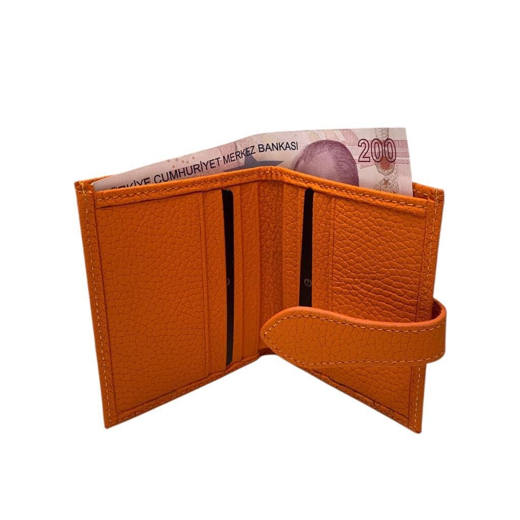 Grande Hakiki Deri Kart Cüzdanı Kartlık Orange