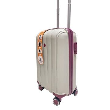 Mçs Valiz Kabin Boy Kırılmaz PP Silikon V305 Kemik/Mürdüm