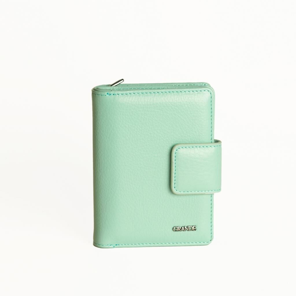 Grande Gerçek Deri Kadın Cüzdanı Hakiki Deri Normal Boy Su Yeşili
