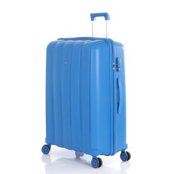 Mçs Valiz Büyük Boy Kırılmaz PP Silikon V305 Saks Mavi