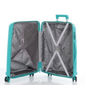 MÇS Büyük Boy Kırılmaz Silikon Seyahat Valizi Bavulu V305 Cam Göbeği