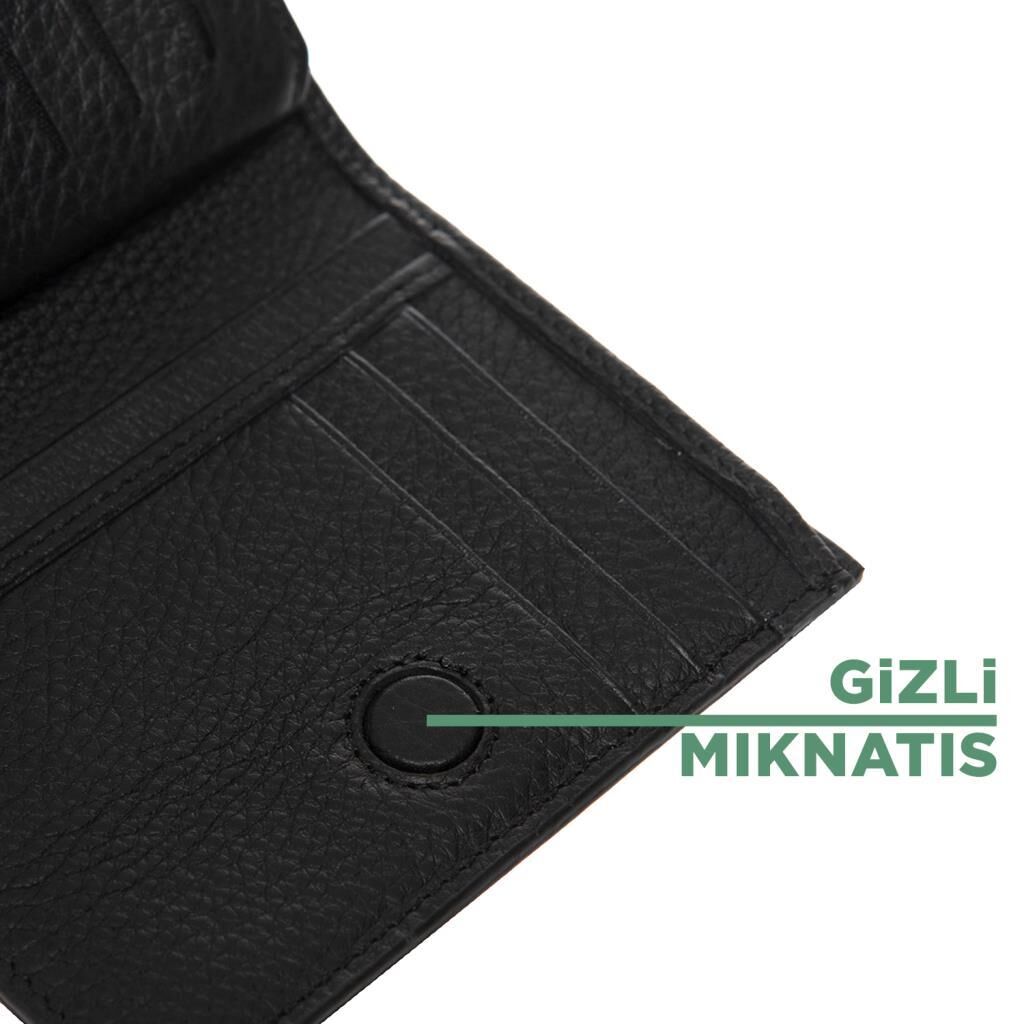 Grande Gerçek Deri Unisex Cüzdan Hakiki Deri Küçük Boy Siyah