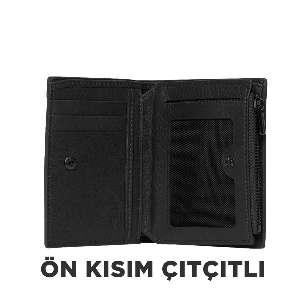 Grande Gerçek Deri Unisex Cüzdan Hakiki Deri Küçük Boy Siyah
