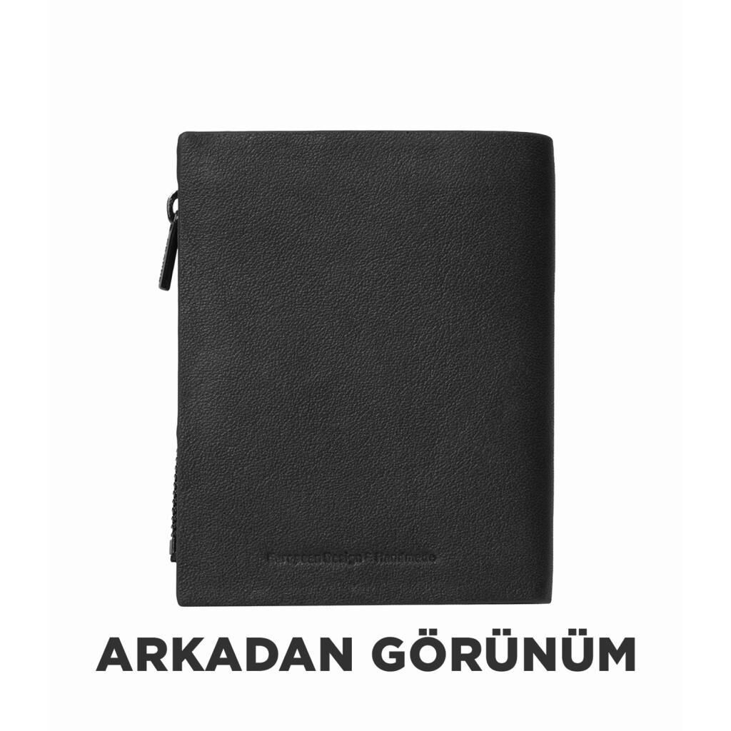 Grande Hakiki Deri Kadın Cüzdanı Küçük Boy Siyah