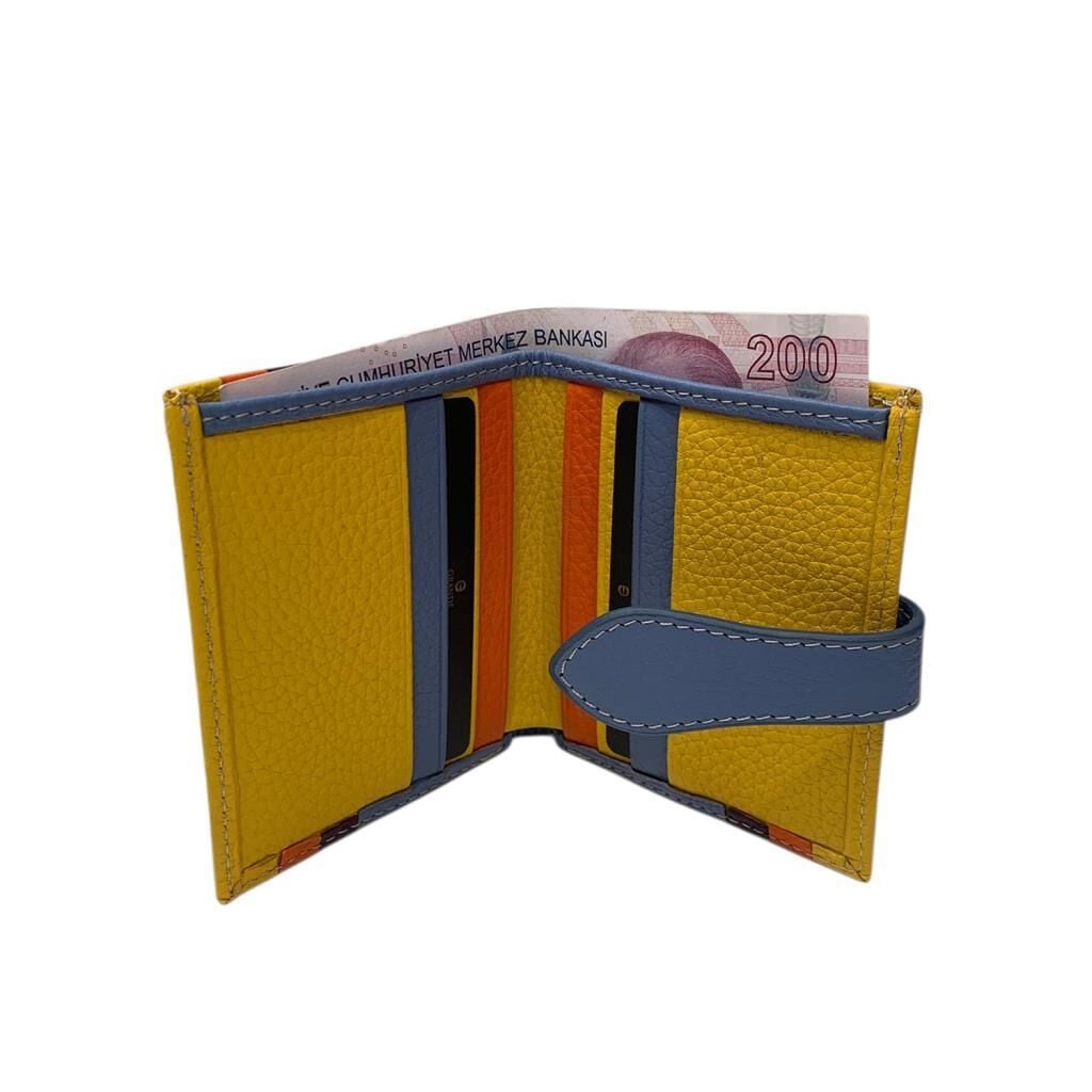 Grande Hakiki Deri Kart Cüzdanı Kartlık Buz Mavi