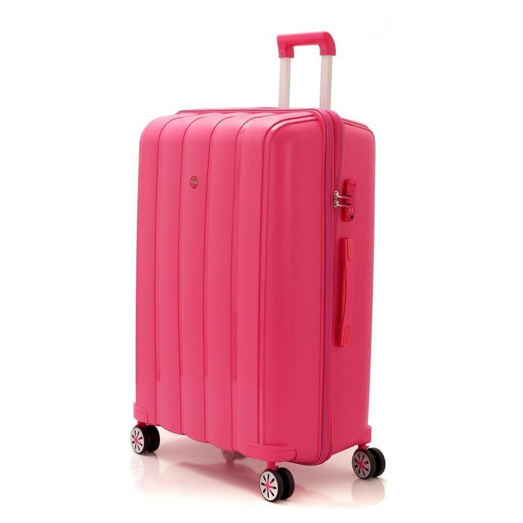 MÇS Büyük Boy Kırılmaz Silikon Seyahat Valizi Bavulu V305 Fuşya