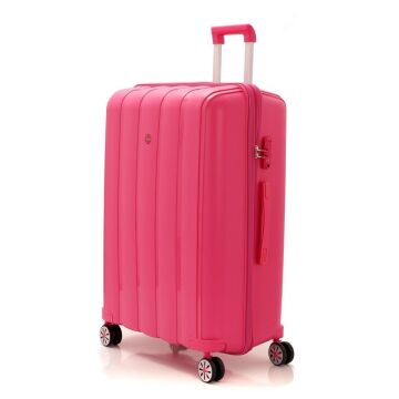 MÇS Büyük Boy Kırılmaz Silikon Seyahat Valizi Bavulu V305 Fuşya