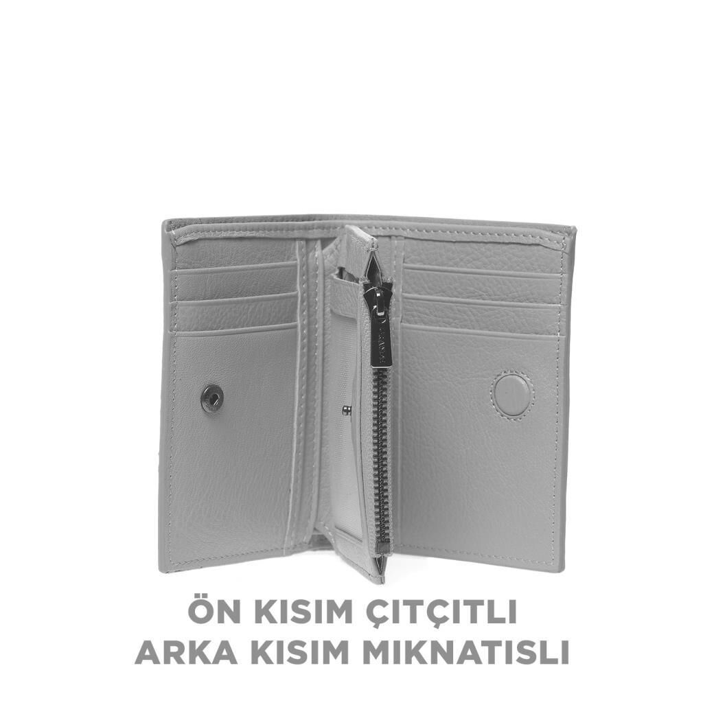 Grande Hakiki Deri Kadın Cüzdanı Küçük Boy Buz Mavi