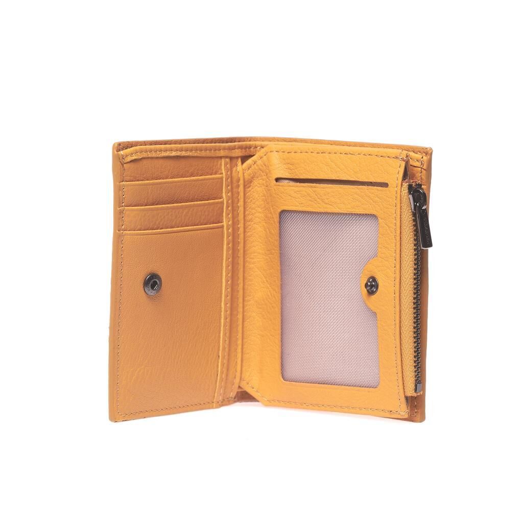 Grande Gerçek Deri Unisex Cüzdan Hakiki Deri Küçük Boy Sarı