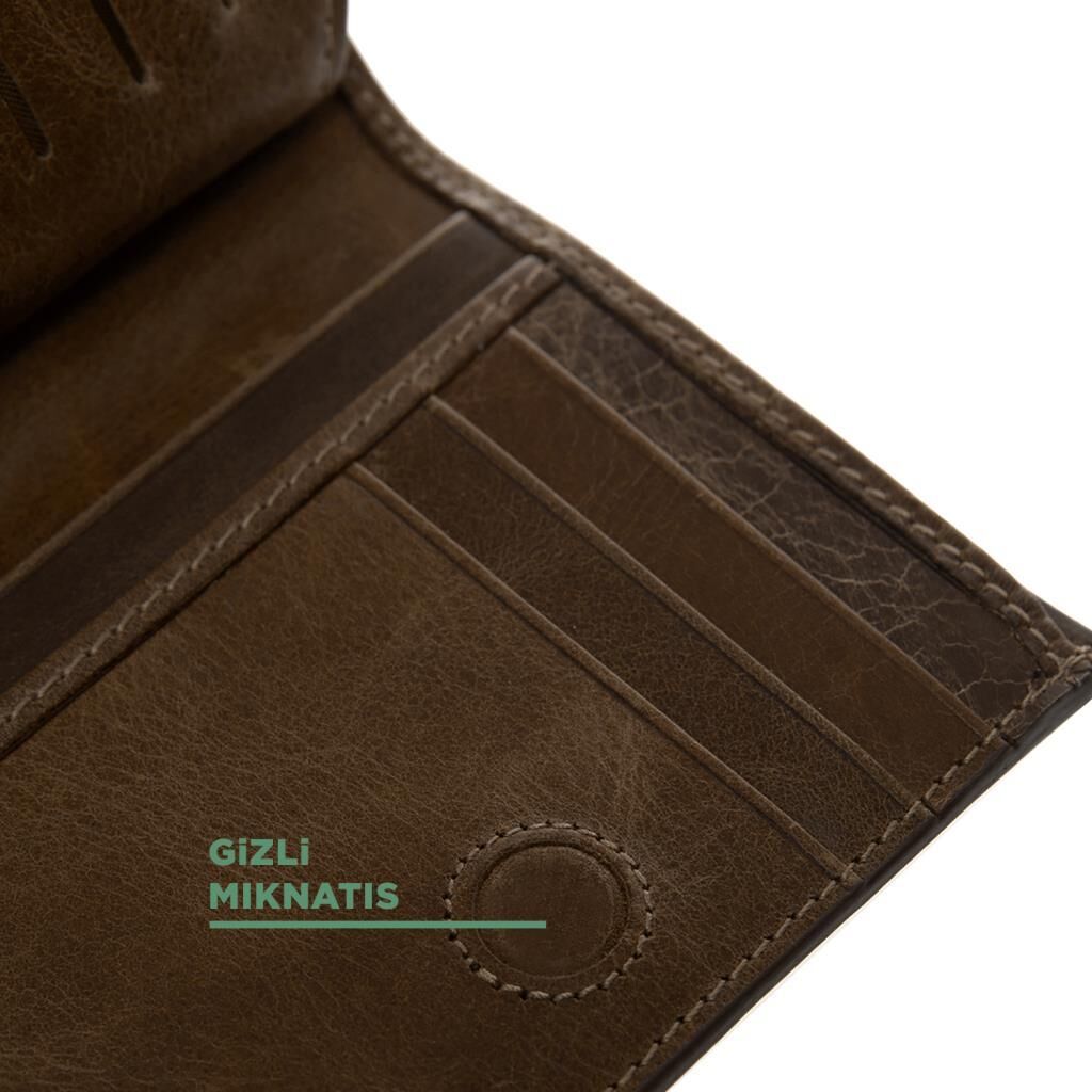 Grande Gerçek Deri Unisex Cüzdan Hakiki Deri Küçük Boy Kahve