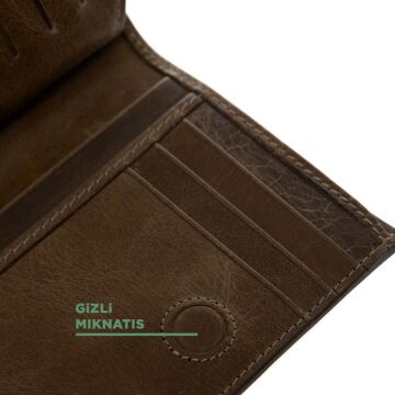Grande Gerçek Deri Unisex Cüzdan Hakiki Deri Küçük Boy Kahve