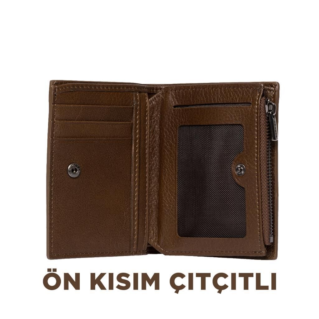 Grande Gerçek Deri Unisex Cüzdan Hakiki Deri Küçük Boy Kahve