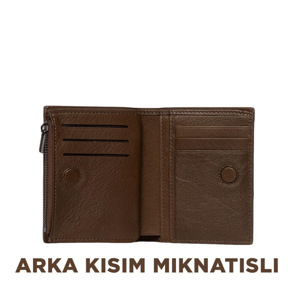 Grande Gerçek Deri Unisex Cüzdan Hakiki Deri Küçük Boy Kahve