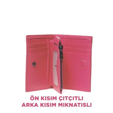 Grande Gerçek Deri Unisex Cüzdan Hakiki Deri Küçük Boy Fuşya