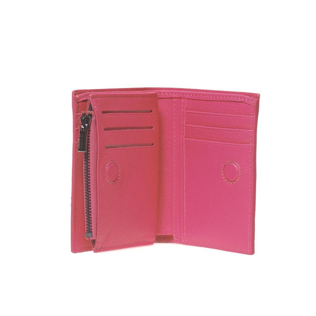 Grande Gerçek Deri Unisex Cüzdan Hakiki Deri Küçük Boy Fuşya