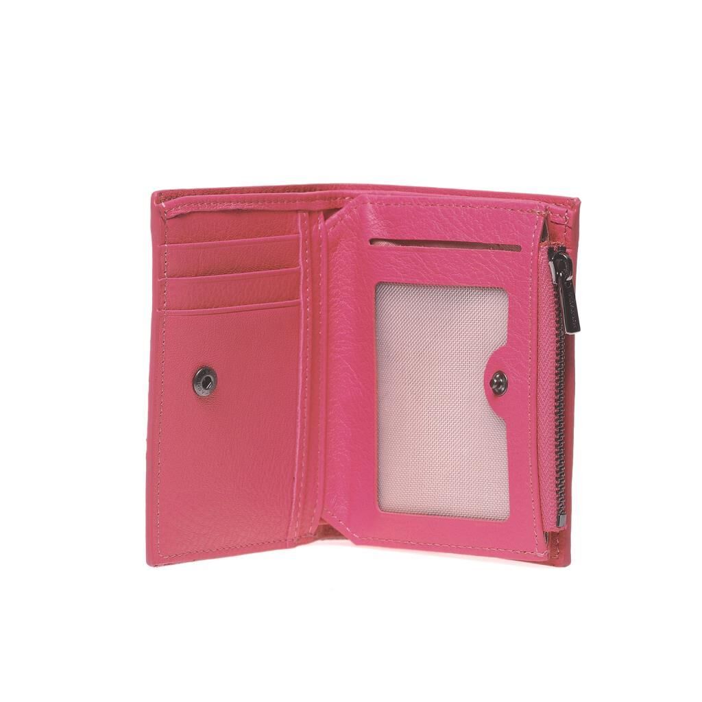 Grande Gerçek Deri Unisex Cüzdan Hakiki Deri Küçük Boy Fuşya