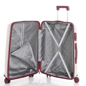 MÇS Büyük Boy Kırılmaz Silikon Seyahat Valizi Bavulu V305 Kemik/KPudra