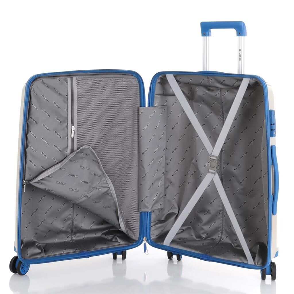 MÇS Büyük Boy Kırılmaz Silikon Seyahat Valizi Bavulu V305 Kemik/Saks