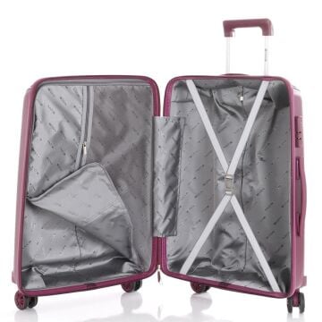 MÇS Büyük Boy Kırılmaz Silikon Seyahat Valizi Bavulu V305 Mürdüm