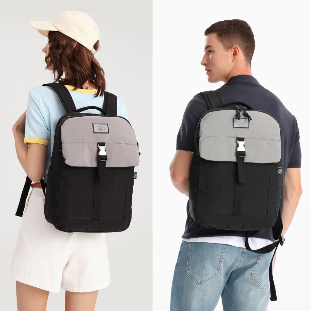 Smart Bags Uniseks Sırt Çantası Büyük Boy Renkli Tasarım 3183 Siyah/Gri