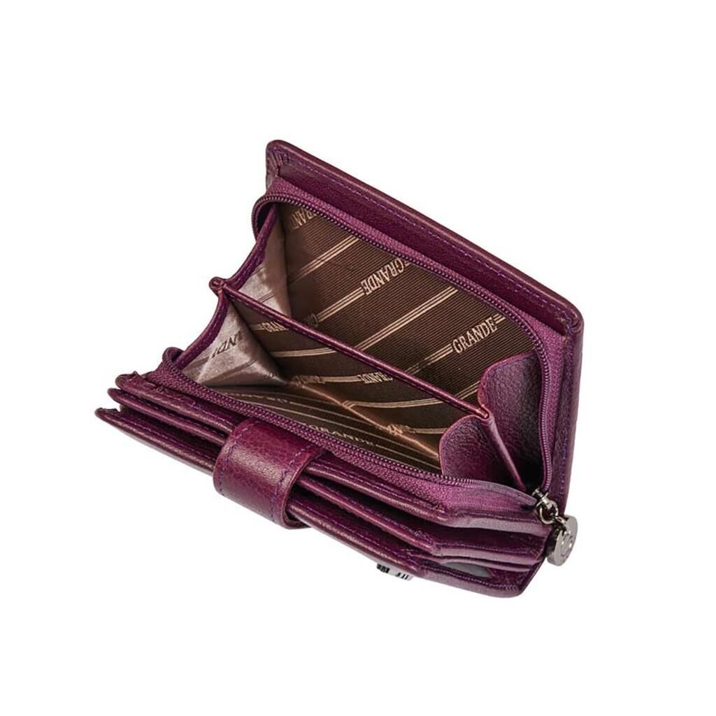 Grande Gerçek Deri Kadın Cüzdanı Hakiki Deri Küçük Boy Mürdüm