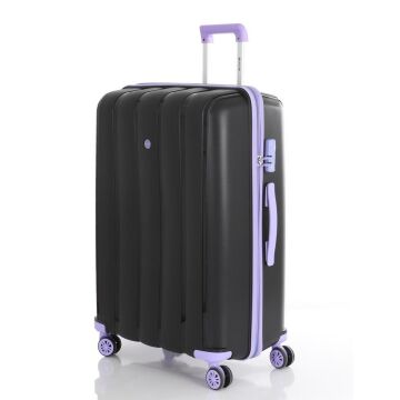 Mçs Valiz Büyük Boy Kırılmaz PP Silikon V305 Siyah/Lila