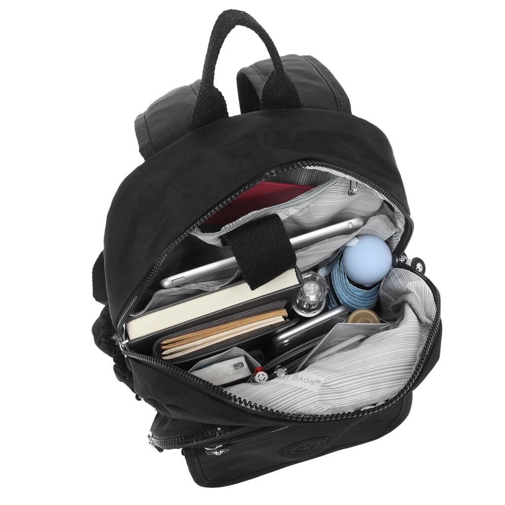 Orta Boy Kadın Sırt Çantası Smart Bags Krinkıl Kumaş 1187 Siyah