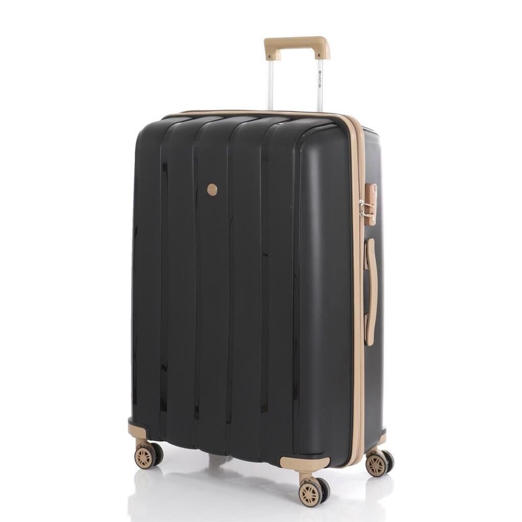 MÇS Büyük Boy Kırılmaz Silikon Seyahat Valizi Bavulu V305 Siyah/Şampanya