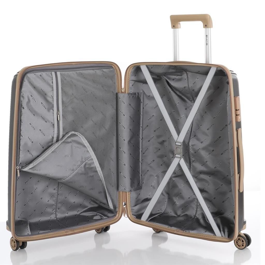 MÇS Büyük Boy Kırılmaz Silikon Seyahat Valizi Bavulu V305 Siyah/Şampanya