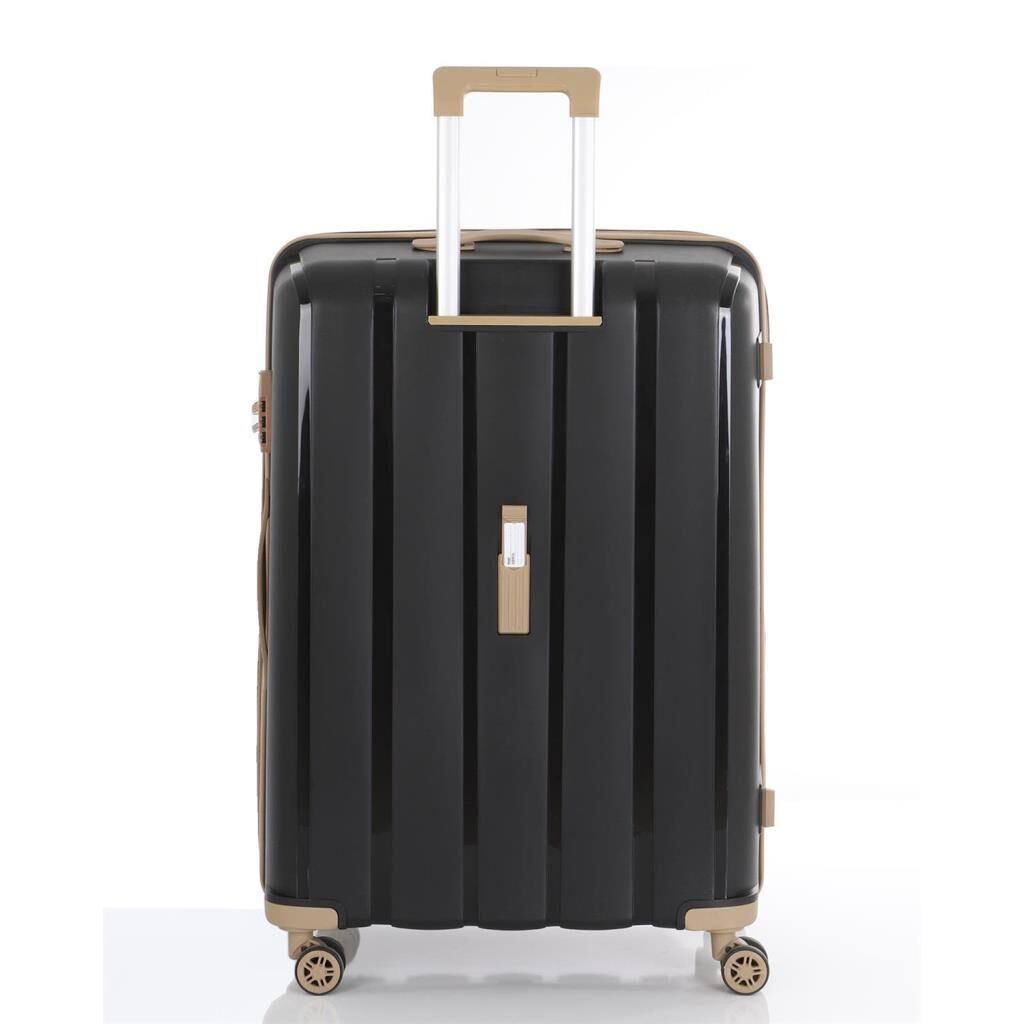 MÇS Büyük Boy Kırılmaz Silikon Seyahat Valizi Bavulu V305 Siyah/Şampanya