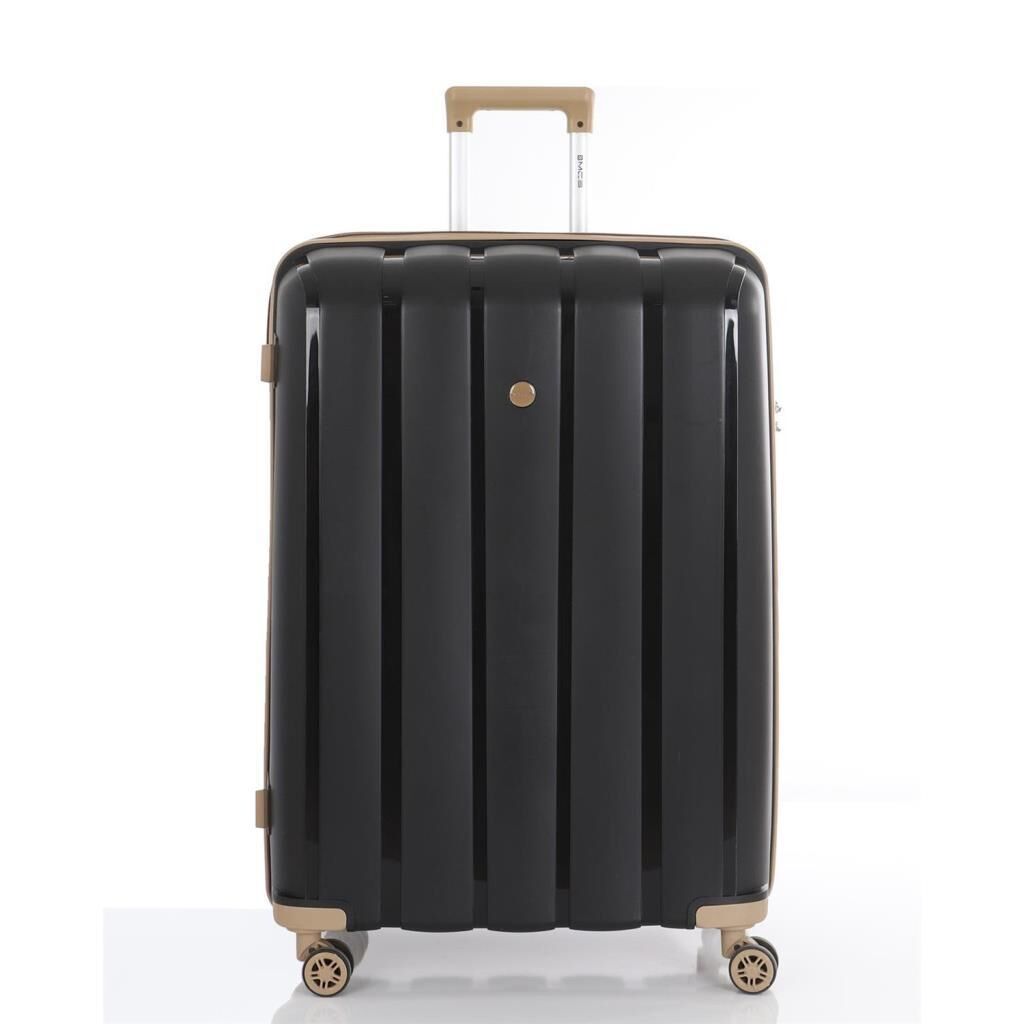 MÇS Büyük Boy Kırılmaz Silikon Seyahat Valizi Bavulu V305 Siyah/Şampanya