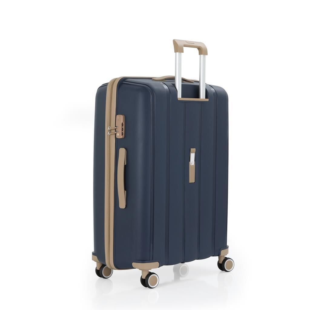 MÇS Büyük Boy Kırılmaz Silikon Seyahat Valizi Bavulu V305 Laci/Şampanya