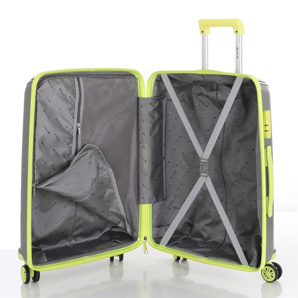 MÇS Büyük Boy Kırılmaz Silikon Seyahat Valizi Bavulu V305 Gri/AçıkSarı