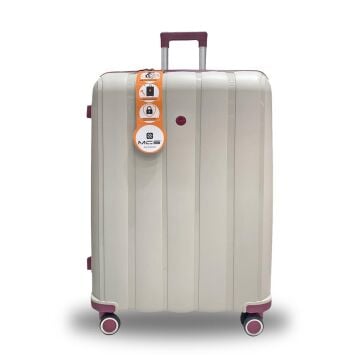 Mçs Valiz Büyük Boy Kırılmaz PP Silikon V305 Kemik/Mürdüm