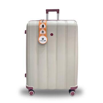 Mçs Valiz Büyük Boy Kırılmaz PP Silikon V305 Kemik/Mürdüm