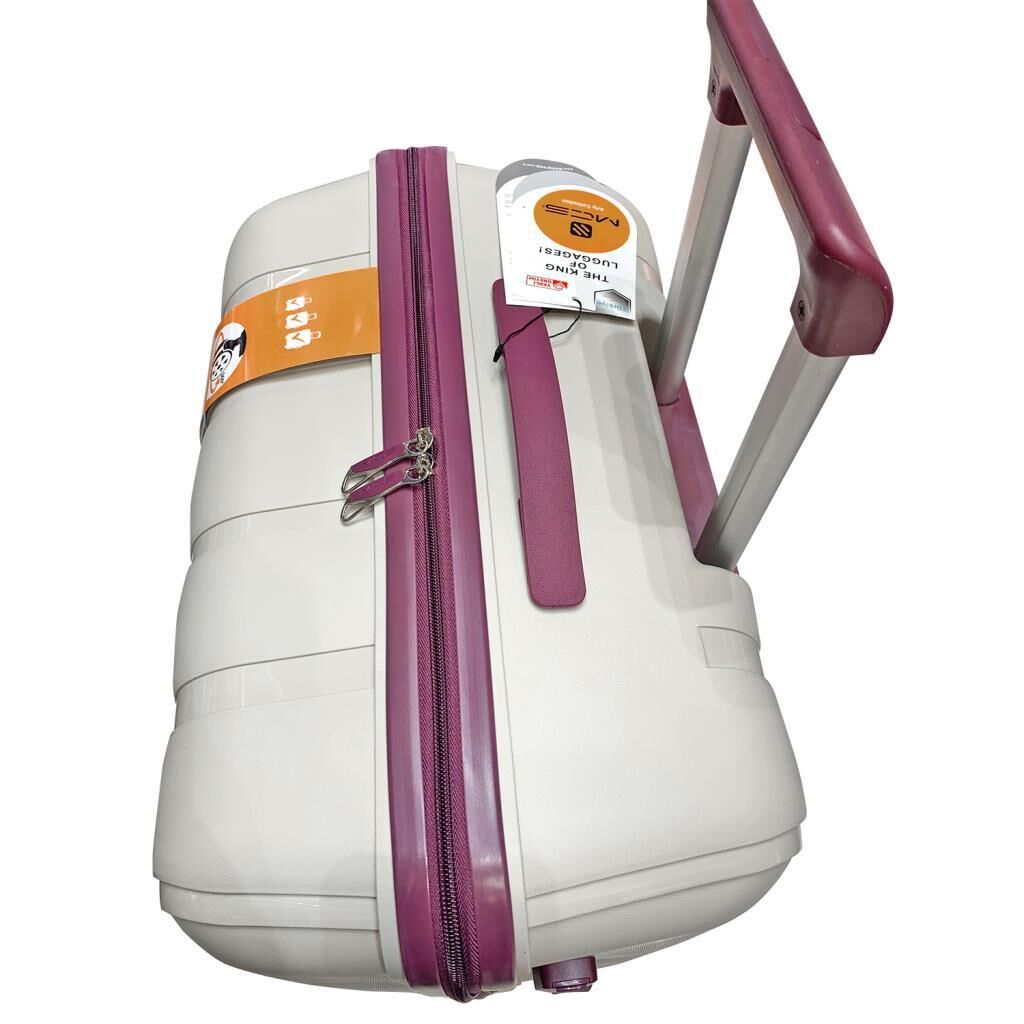 Mçs Valiz Büyük Boy Kırılmaz PP Silikon V305 Kemik/Mürdüm
