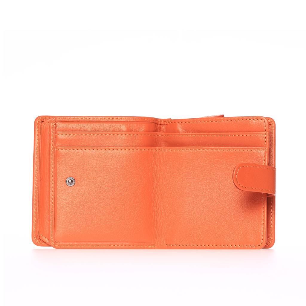Grande Gerçek Deri Kadın Cüzdanı Hakiki Deri Küçük Boy Orange