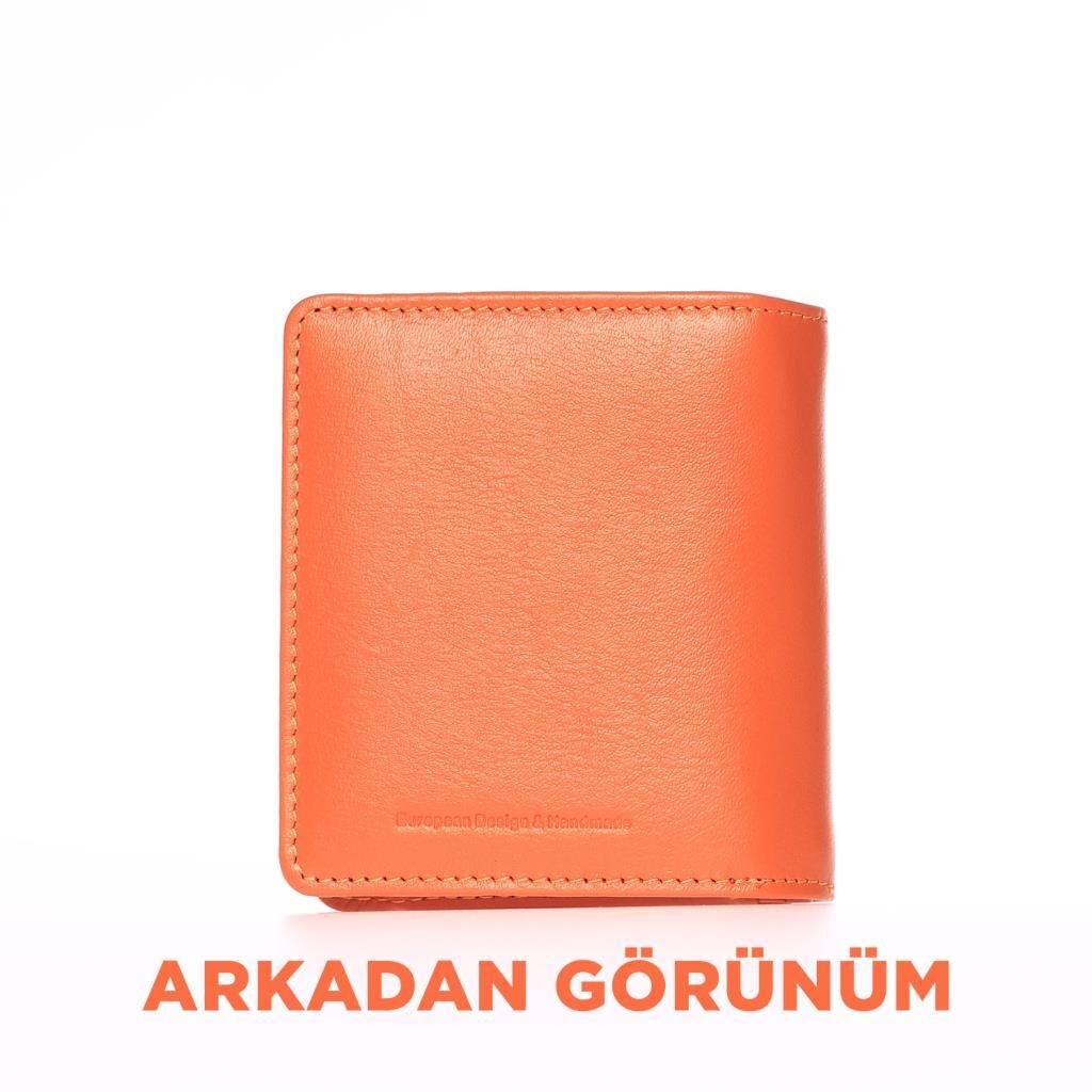 Grande Gerçek Deri Kadın Cüzdanı Hakiki Deri Küçük Boy Orange