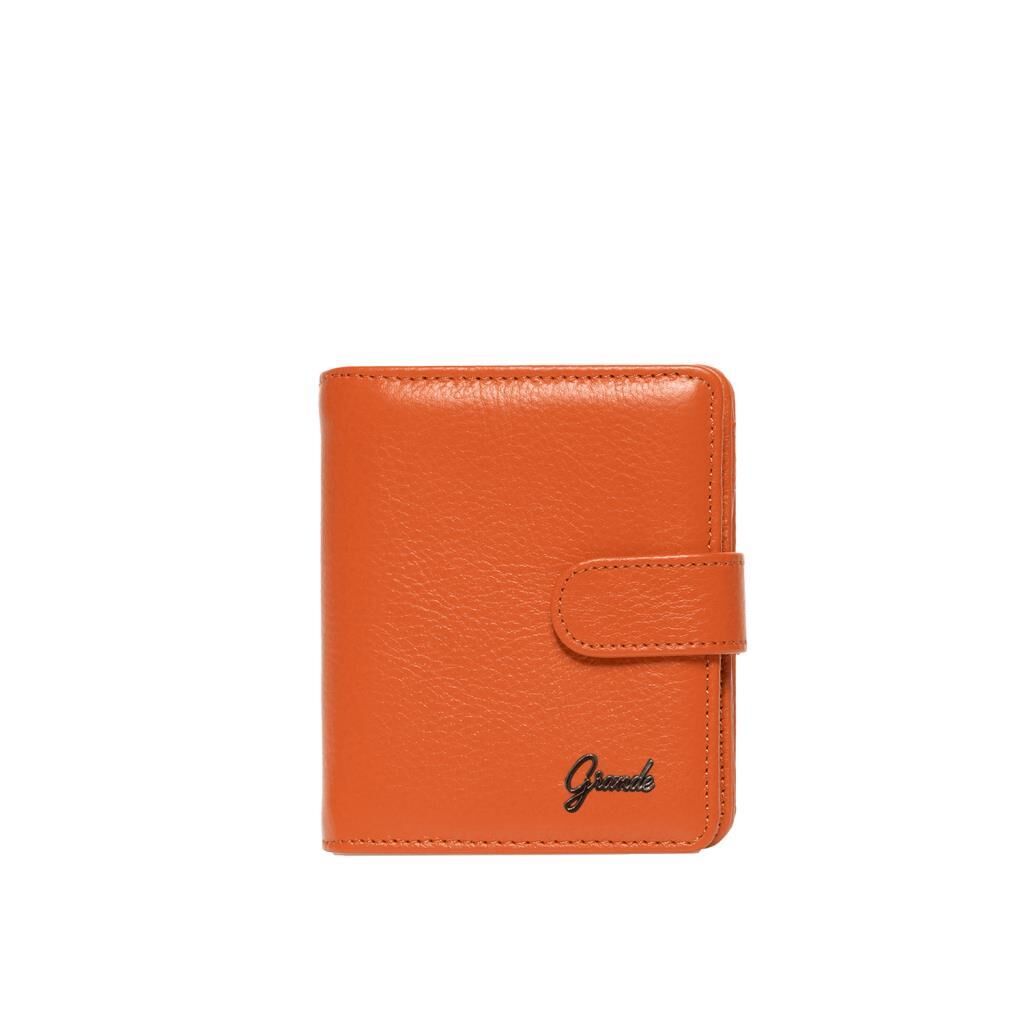 Grande Gerçek Deri Kadın Cüzdanı Hakiki Deri Küçük Boy Orange